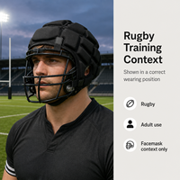 Casque de rugby pour adulte en mousse EVA rembourrée, noir, 82% polyester, 18% élasthanne, équipement de protection sportive, masque facial non inclus