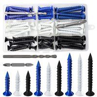 Sekrup Baja Ruspert Biru untuk Masonry, Kepala Phillips Datar, Ulir Tinggi-Rendah, Sekrup 1/4 Self Tapping Ruspert Tapcon, Sekrup Jangkar Beton