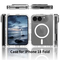 Étui magnétique transparent de luxe pour iPhone 18 Fold, coque de téléphone magnétique antichoc, dos rigide transparent en PC, vente en gros d'étuis pour mobiles