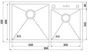 Fregadero Nano negro de acero inoxidable hecho a mano, fregadero de cocina de doble cuenco sin decoloración - Product Image 6