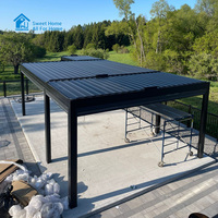 Pergola en bois automatique de luxe Sweet Home, toit de gazebo écologique, imperméable, bioclimatique, avec revêtement en poudre et éclairage LED