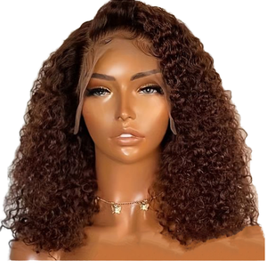Perruque longue bouclée ondulée en cheveux brésiliens Remy pour femmes, 10 à 14 pouces, perruque bob brune pour dentelle transparente, dentelle frontale WXJ, cheveux longs - Product Image 2