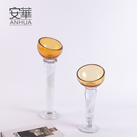 Ensemble de décorations en verre faites à la main Art Déco, ambre et transparent, décorations hautes pour centre de table