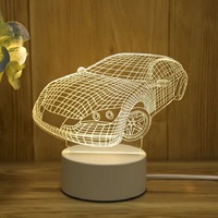 Lampe de table moderne 3D créative en ABS avec LED, forme de lune carrée, commande tactile, éclairage blanc chaud pour chambre à coucher et usage domestique