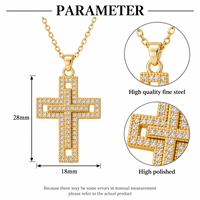 Collier croix ARNAN pour femme en laiton, pendentif entièrement pavé de pierres, chaîne délicate pour la clavicule, bijoux superposables, cadeau en gros pour elle