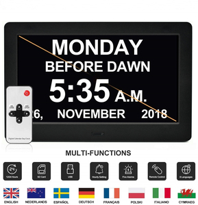 Suporte Foto Vídeo Auto Escurecimento Hora Data Dia Alarme Lembrete Despertador <span class=keywords><strong>Digital</strong></span> 7 8 10 Polegada com Controle Remoto - Product Image 3