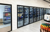 Étagères de supermarché équipement de réfrigération Affichage chambre froide walk in cooler congélateur avec porte vitrée