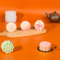 ZIMU DIY Traditionelle Chinesische Blumenform für Mondkuchen zum Mittherbstfest, Silikonform mit Lotusdesign, Umweltfreundlich und Wiederverwendbar für Eiskuchen