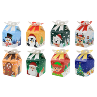 Boîte d'emballage cadeau de Noël avec nœud petites boîtes à biscuits pour bonbons fête de vacances faveur fournitures boîtes de cadeaux de Noël pour cadeau