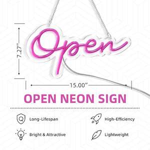 LED Neon Open Sign <span class=keywords><strong>15</strong></span> \ "x 7.3 \" telecomando regolabile luminosità Business Open Neon decorazione parete hotel ristorante - Product Image 2