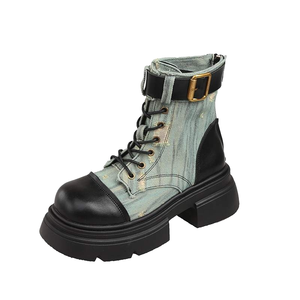 Sweet Cool Handsome Wind Female European Cowboy Retro <b>Winter</b> Thermal Height Increasing Thick Bottom Fashion Casual <b>Ankle</b> <b>Boots</b> - Product Image 1