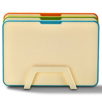 Juego de 3 Tablas de Cortar para Cocina, Tabla de Cortar de PP Apta para Lavavajillas, Libre de BPA, Tabla de Cortar Reversible de Colores con Soporte