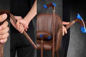 Bastón de Resina y Madera con Mango de Resina Elegante y Eje de Madera Resistente que Ofrece Estabilidad y Estilo en la Artesanía de Resina - Product Image 2