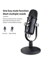 Microphone à condensateur de studio de bureau, microphone d'enregistrement portable léger en métal avec suppression du bruit USB pour ordinateur, pour diffusion en direct