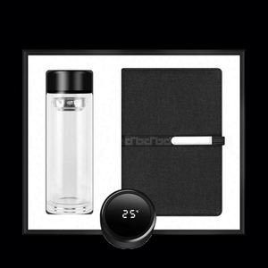 <b>Top</b> Selling Custom logo Elegant Glass Cup with Temperature Controlled and Long Metal Magnetic Notebooks for Corporate Gift Set - Product Image 1