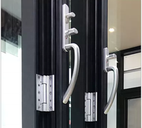 Porte pliante moderne en aluminium à double cadre en verre, résistante aux ouragans, avec surface finie, pour balcon/terrasse