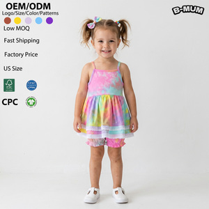 Conjunto de Vestido Camisero sin Mangas con Estampado Tie Dye Arcoíris <span class=keywords><strong>y</strong></span> Pantalones Cortos con Volantes para Niña, Estilo Boho Casual, Ropa de Verano para Bebé - Product Image 1