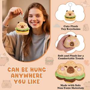 24 stuks pluche sleutelhanger schattig en knuffelig capibara brood toast model pluche sleutelhanger voor meisjes tas accessoires - Product Image 5