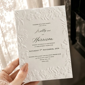 Juego de Tarjetas de Invitación de Boda Personalizadas de Alta Calidad con Decoración en Relieve 3D y Lámina Dorada - Product Image 2