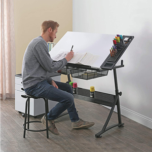 <span class=keywords><strong>Table</strong></span> <span class=keywords><strong>de</strong></span> <span class=keywords><strong>dessin</strong></span> d'ingénierie en bois, bricolage, hauteur réglable, bureau <span class=keywords><strong>de</strong></span> drapé à l'huile pour la maison, l'école - Product Image 6