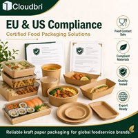 Cloudbri 6-delige wegwerp voedselbak van kraftpapier voor catering, afhaalmaaltijden, fruitsalade en snackverpakkingen
