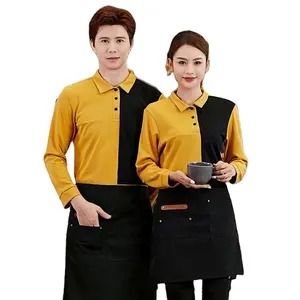 Autumn and Winter Clothing Custom T-shirts Catering Restaurant Supermarket Long Sleeve Workwear for Waiters