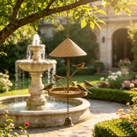 Mangeoire à oiseaux suspendue vintage personnalisable en métal avec cloche et ornement d'oiseau, décoration en fer pour jardin et véranda