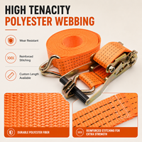 Sangle de fixation de cargaison en polyester 100 %, longueur personnalisée, haute ténacité, durable, sangle plate à cliquet pour le maintien des charges