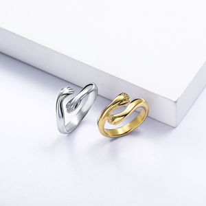 Abbraccio in stile mano in acciaio inossidabile del ringraziamento da Me abbraccio dichiarazione promessa anniversario anello - Product Image 6