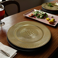 Assiettes de présentation dorées en plastique raffiné Woju de 13 pouces, électroplaquées, motif tressé, pour mariages et restaurants d'hôtel
