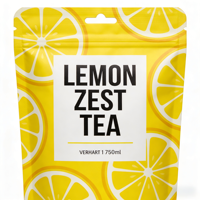 Sachet refermable personnalisé à motif tranches de citron, de qualité alimentaire, pour emballage de thé, infusions de fruits et zests de citron