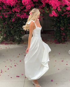 Summer Casual Boho Tie Sleeveless square Neck Beach Cover up Dress White <span class=keywords><strong>a</strong></span> Line Vaction Beachwear - Product Image 3