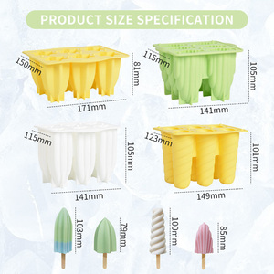 Đầu Riser Popsicles Khuôn Silicone Popsicle Nhà Sản Xuất Khuôn Mẫu Cấp Thực Phẩm Phễu Tự Chế Ice Pop Khuôn Cho Ice Cream 6 Sâu Răng - Product Image 2