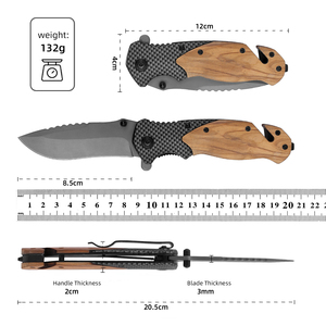Cuchillo Plegable HL Premium 3Cr13 con Mango de Madera de Olivo y Aluminio para Camping, Caza, Supervivencia, EDC, Táctico - Product Image 5