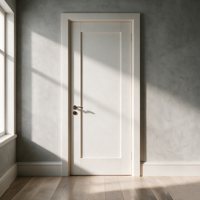 Porte intérieure Shaker minimaliste blanche apprêtée en MDF haute stabilité pour salle de bain, projets commerciaux, peinture DIY, OEM ODM