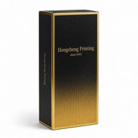 Boîte pliante personnalisée noire et or pour parfum avec logo en feuille d'or et finition UV inversée