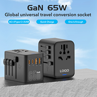 Chargeur mural rapide Leishen 65W Type-C avec 3 ports USB-C + 1 port USB-A, technologie GaN universelle, prises universelles