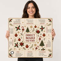 Tapis de jeu de Mahjong facile à accrocher, thème Noël, tapis de table de jeu, protection de bureau en néoprène pour Mahjong