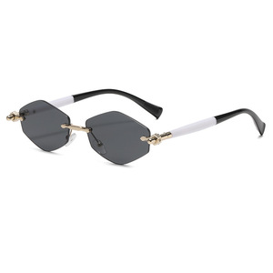 Rimless Rectangle <b>Sunglasses</b> <b>Gradient</b> Lens UV400 Light Weight Retro Style Unisex Sun Protection Adult Fashion - Product Image 4