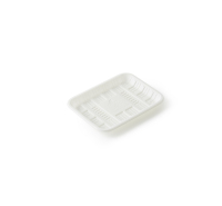 Barquette rectangulaire jetable personnalisée en amidon de maïs biodégradable blanc pour huîtres, sans couvercle, pour présentation de repas festifs