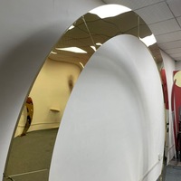 Miroir sur pied en acier inoxydable doré, arche circulaire, cadre de fond de scène pour mariage, décoration d'événements et de cérémonies, vente en gros