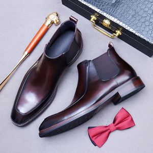 Chaussures carrées rétro décontractées faites à la main pour hommes, tendance, vernies, à lacets, légères, respirantes, semelle extérieure en caoutchouc antidérapante, style britannique Penny - Product Image 5