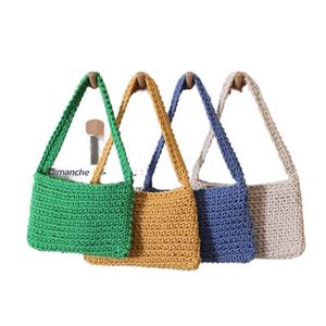 Hot Selling Cotton Rope <b>Square</b> Ladies Underarm Single Shoulder Bag Crochet Straw Woven Women's Handbag - Product Image 1
