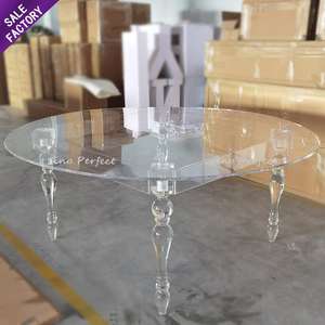 Comedor moderno personalizado blanco acrílico pierna cristal transparente fantasma ovalado Mesa Redonda decoración de fiesta para eventos boda - Product Image 6