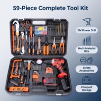 Ensemble d'outils de perçage sans fil 21V 59 pièces, kit d'outils électriques multifonctionnels professionnels pour la réparation et l'entretien domestique