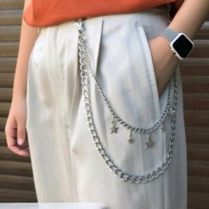 Double Layered Star Pendant Waist <b>Chain</b> Zinc Alloy Casual Fashion Accessory For Men And Women Hip Hop Style <b>Jeans</b> <b>Chain</b> - Product Image 3