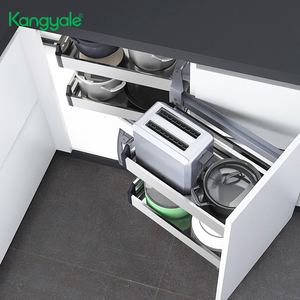 Gabinete Base de Cocina Lazy Susan Organizador de Almacenamiento Deslizante de Acero Inoxidable Cesta Esquina Persiana Universal Extraíble - Product Image 3