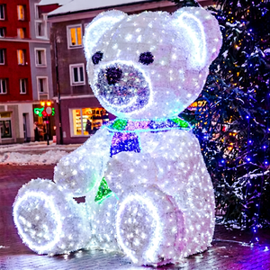 Decoración Navideña LED para Exteriores IP65, Oso de Peluche Iluminado en 3D para Centros Comerciales, Color Personalizable, Fácil Instalación - Product Image 1
