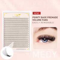 Medylashes fait à la main 3D 4D 5D 6D Ultra Dark Black Volume Lashes Short Stem Pointy Base Premade Fans Eyelashes Extensions