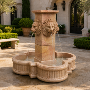 Fuente de Jardín para Exteriores con Esculturas de Figuras Clásicas y Fuente de Agua para Plaza, en Madera Amarilla y Mármol - Product Image 6